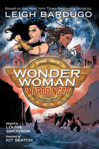 Wonder Woman and another woman in action pose before a city skyline.