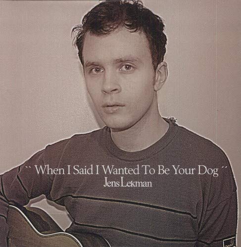 Sepia-toned portrait of Jens Lekman holding a guitar with album title text overlay.
