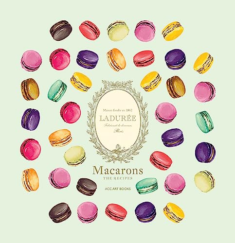 Watercolor illustration of colorful macarons surrounding a decorative frame and text.