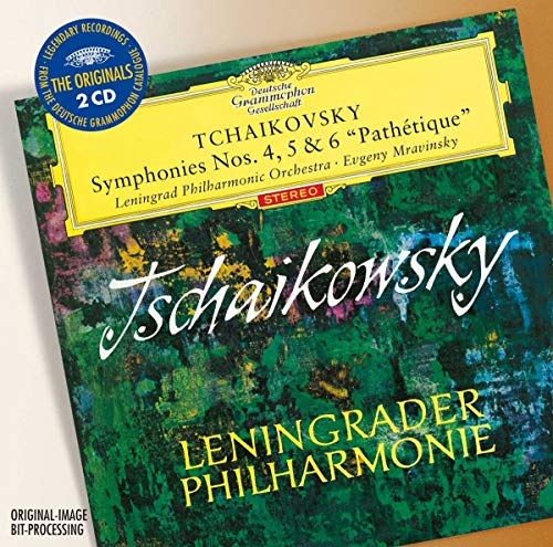 CD cover for Tchaikovsky symphonies 4, 5, and 6 by the Leningrad Philharmonic Orchestra.