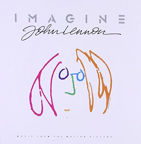 Album cover with Imagine and John Lennon text above a colorful line drawing portrait.