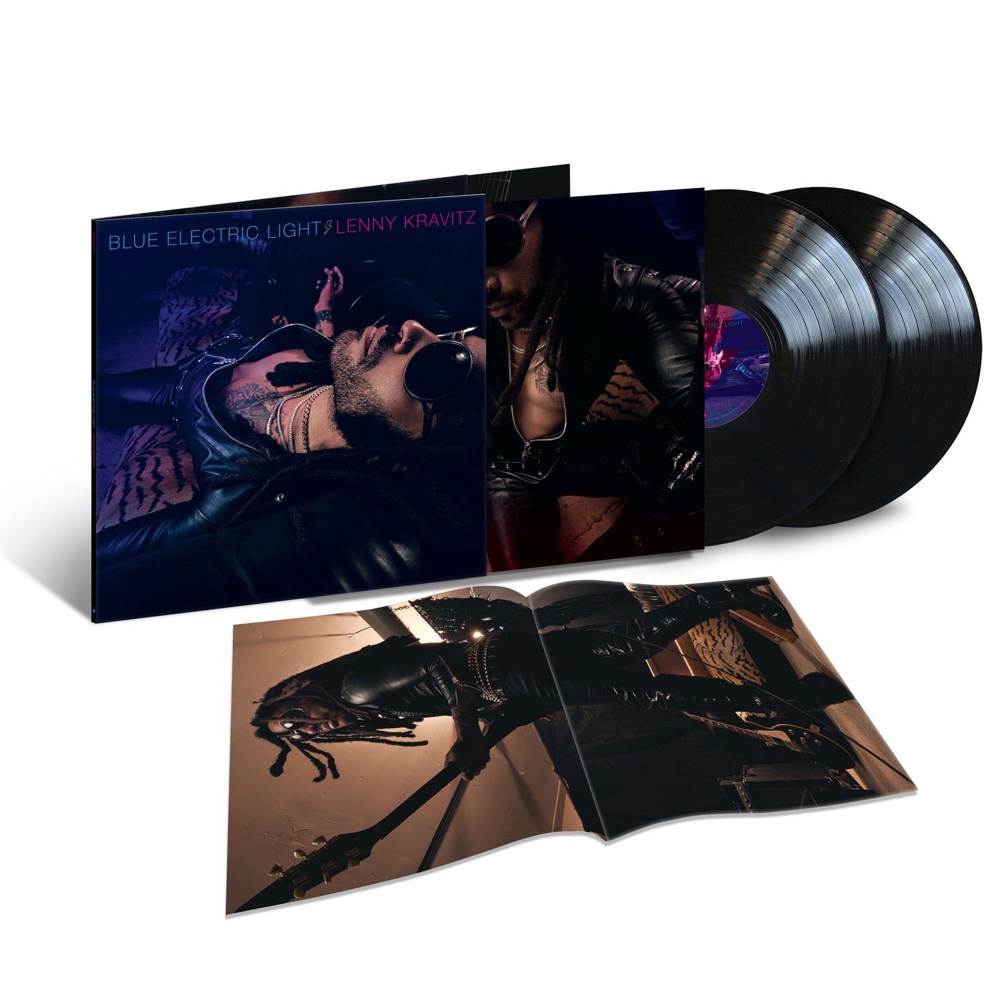 Lenny Kravitz album cover and two vinyl records with insert.