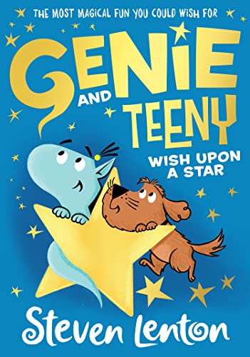 Blue book cover featuring a genie and a dog on a yellow star.