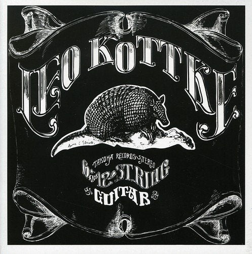 Black and white album cover featuring “Leo Kottke” and an armadillo illustration.