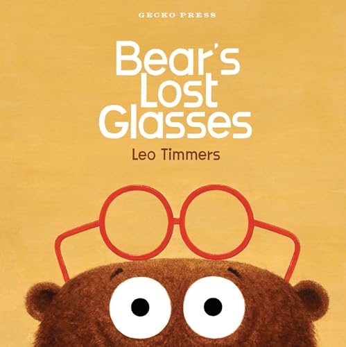 Book cover showing a brown bear with large red glasses on a yellow background.