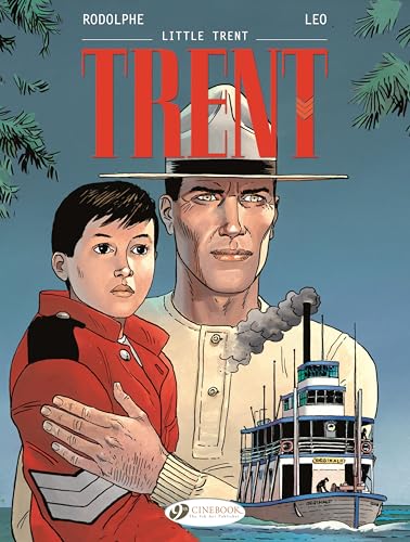 Comic book cover: a man and boy with a steamboat in the background.