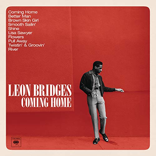 Leon Bridges "Coming Home" CD cover with a portrait of the artist.
