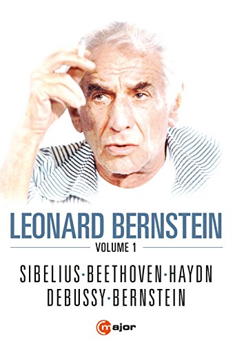 Leonard Bernstein portrait on DVD cover, with composer names listed below.
