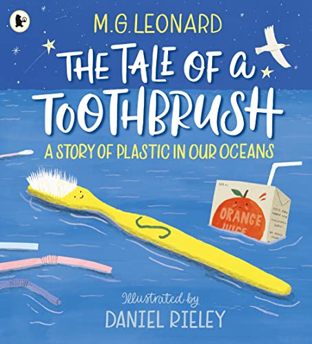 Book cover showing a yellow toothbrush and orange juice carton floating in blue water.