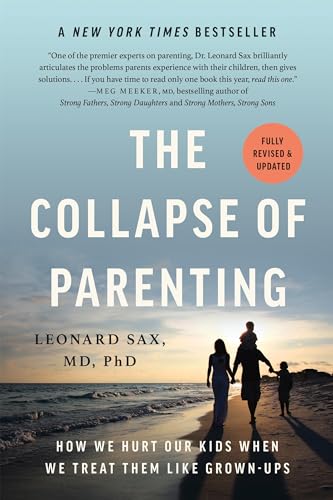 Book cover: "The Collapse of Parenting" with family silhouette on beach.