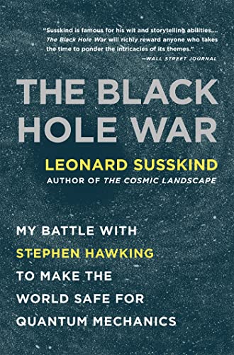 Book cover of The Black Hole War by Leonard Susskind against a starry background.