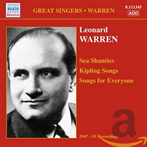CD cover featuring a portrait of singer Leonard Warren, with red text.