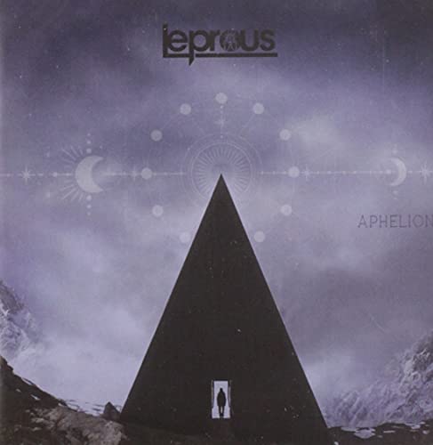 Album cover for Leprous’ “Aphelion” featuring a dark pyramid and celestial imagery.