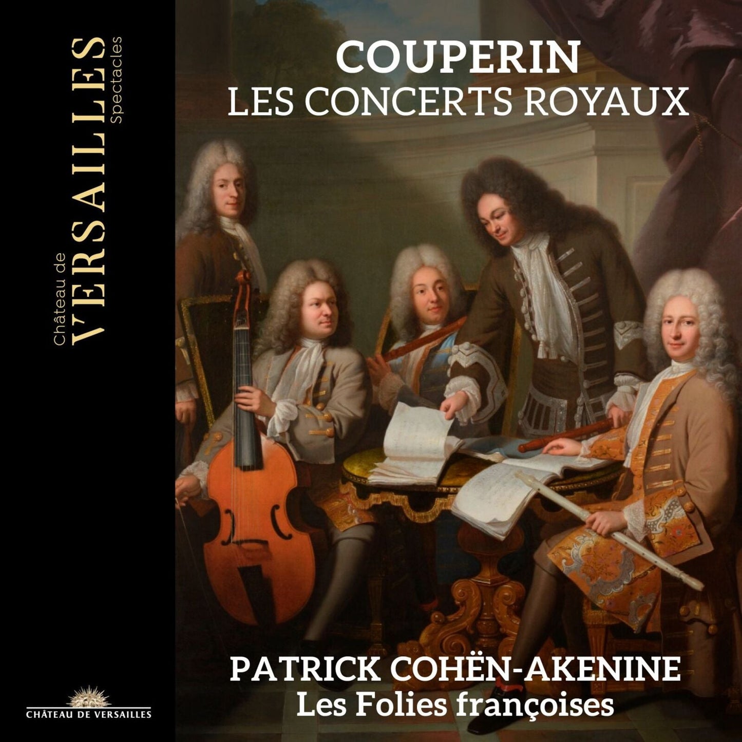 CD cover: Baroque musicians in a classical painting, text “Couperin” and “Les Folies françaises”.