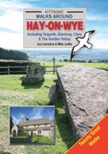 Book cover for Walks Around Hay-On-Wye featuring a stone monument and a church photo.