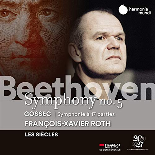 CD cover with Beethoven's image and conductor Francois-Xavier Roth, featuring text and logos.
