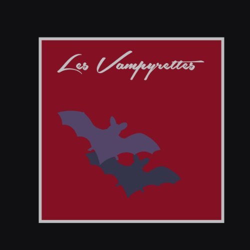 Red album cover with white text “Les Vampyrettes” and two bat silhouettes.