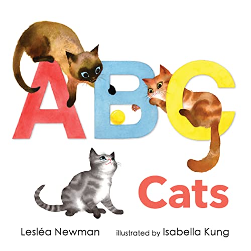 Colorful alphabet letters with cats, book cover illustration.