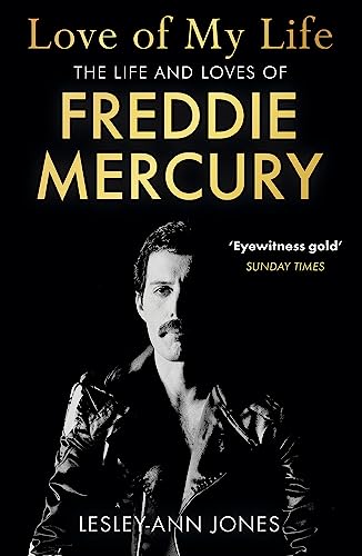 Book cover featuring a black and white portrait of Freddie Mercury against black background.