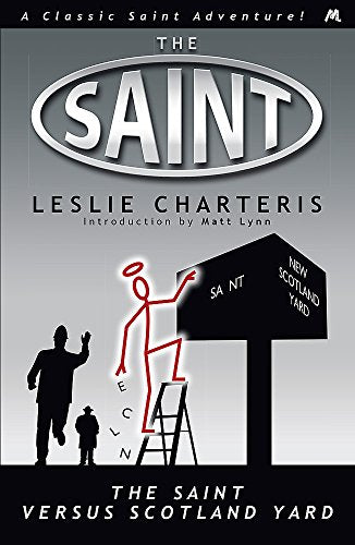 Book cover: "The Saint Versus Scotland Yard" with a stick figure climbing.