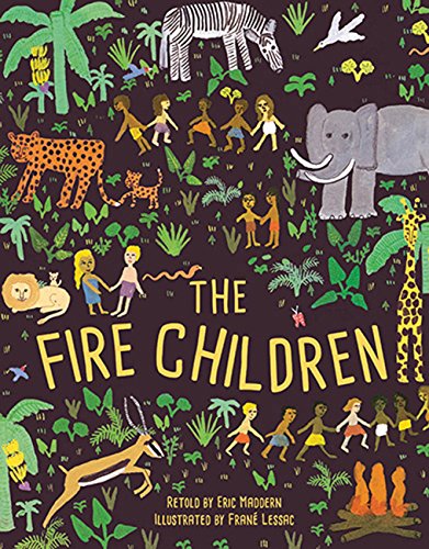 Book cover: colorful illustrated animals and children in a jungle scene.