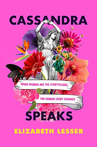 Book cover: “Cassandra Speaks” with statue, flowers, and butterfly imagery.