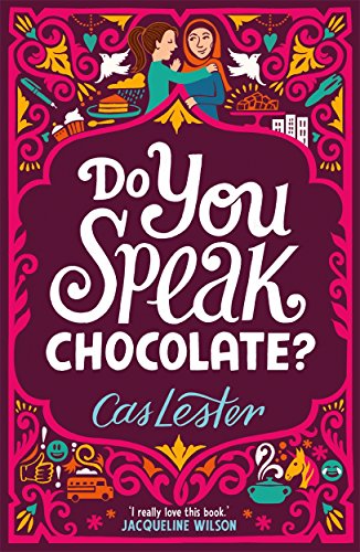 Book cover with illustrated girls, text “Do You Speak Chocolate?” and colorful border.