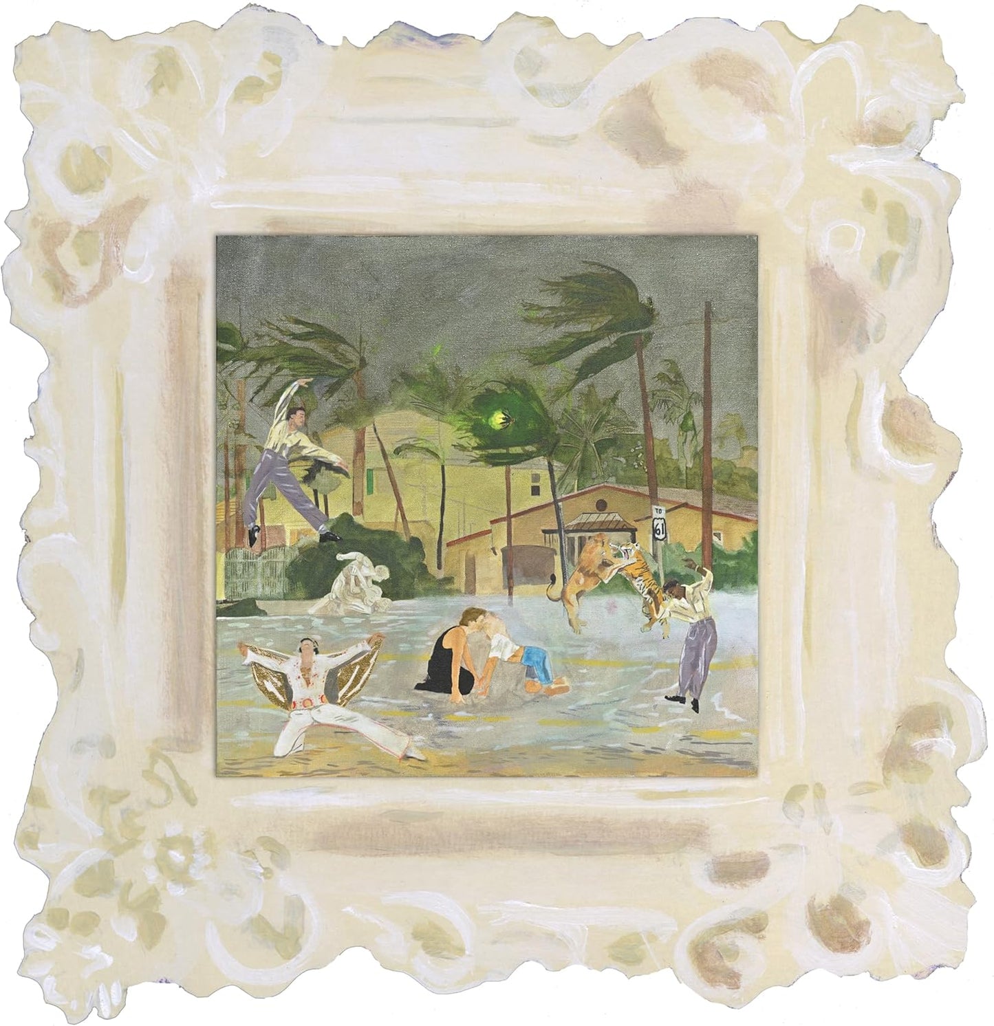 Collage album cover depicting figures in a flooded, tropical street.