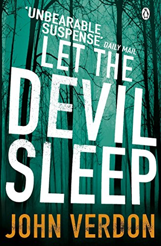 Book cover: "Let the Devil Sleep" by John Verdon, dark forest background.
