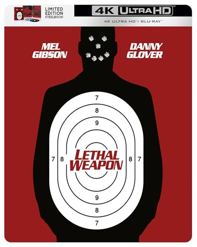 “Lethal Weapon” 4K UHD Blu-ray steelbook cover with target and silhouette.
