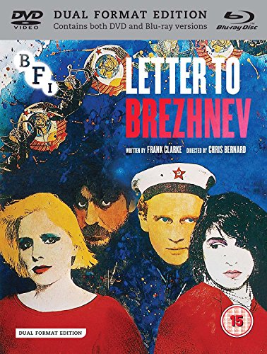 “Letter to Brezhnev” Blu-ray cover featuring portraits and a red background.