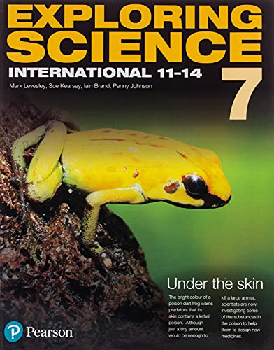 Exploring Science International Year 7 textbook cover featuring a yellow poison dart frog.