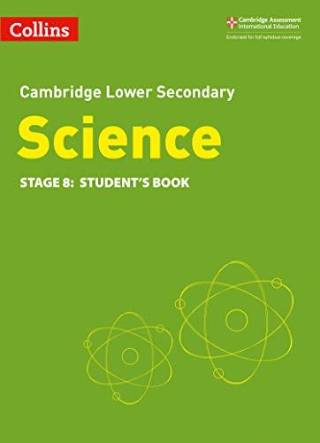 Green science textbook cover with atomic model illustration, Stage 8.