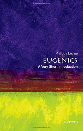 Book cover withC for Eugenics: A Very Short Introduction with purple and yellow abstract art.