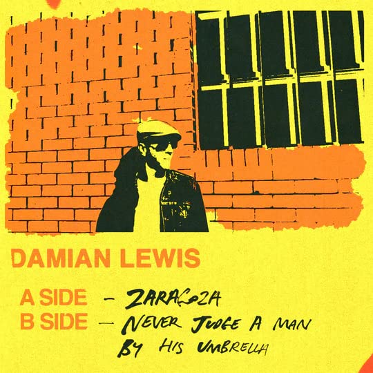 Black and orange record cover featuring a man with a cap and sunglasses.
