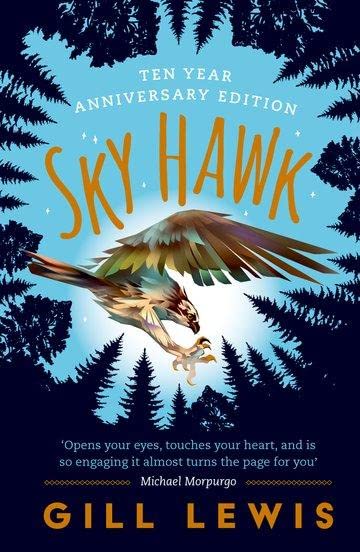 Book cover featuring a hawk in flight against a light blue sky and trees.