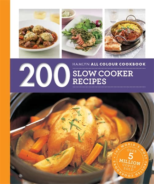 Cookbook cover featuring slow cooker recipes and images of cooked meals.