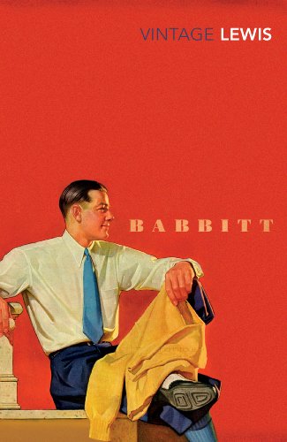Vintage book cover of “Babbitt” featuring a man in a suit.