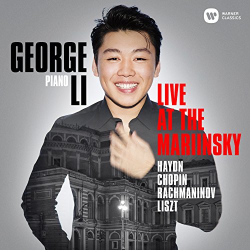 CD cover featuring pianist George Li smiling, with a building backdrop.