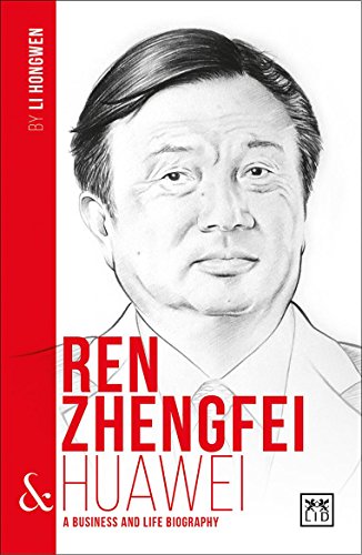 Book cover featuring a sketched portrait of Ren Zhengfei, Huawei founder.
