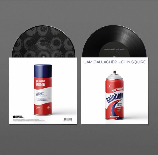 VinylCrate of two vinyl records with spray paint can album art on white covers.