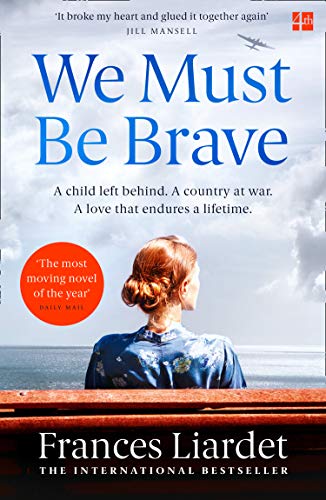 Book cover: woman with red hair looking at the sea, wartime setting.
