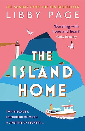 Book cover illustration featuring a lighthouse, a boat, and seagulls on a pink background.