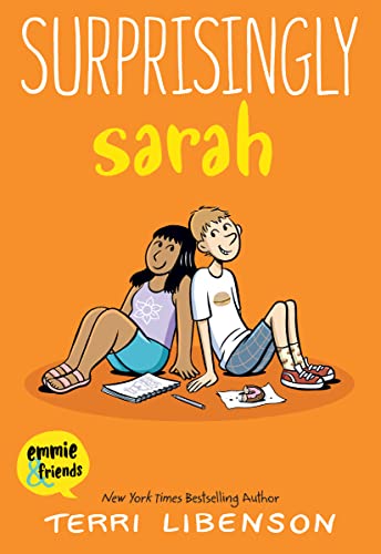 Book cover: two young people sitting, drawing, with orange background.