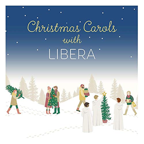 Libera" Christmas Carols CD cover with snowy scene and figures carrying trees.