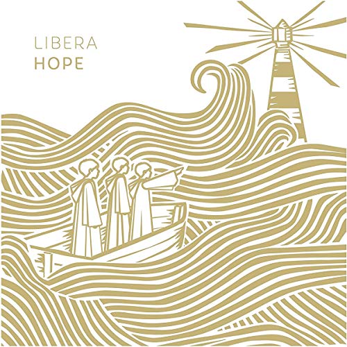 CD cover: golden line art of a boat, waves, and lighthouse.