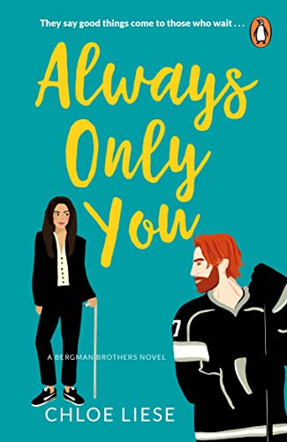Book cover with illustrated woman with cane and red-haired man.