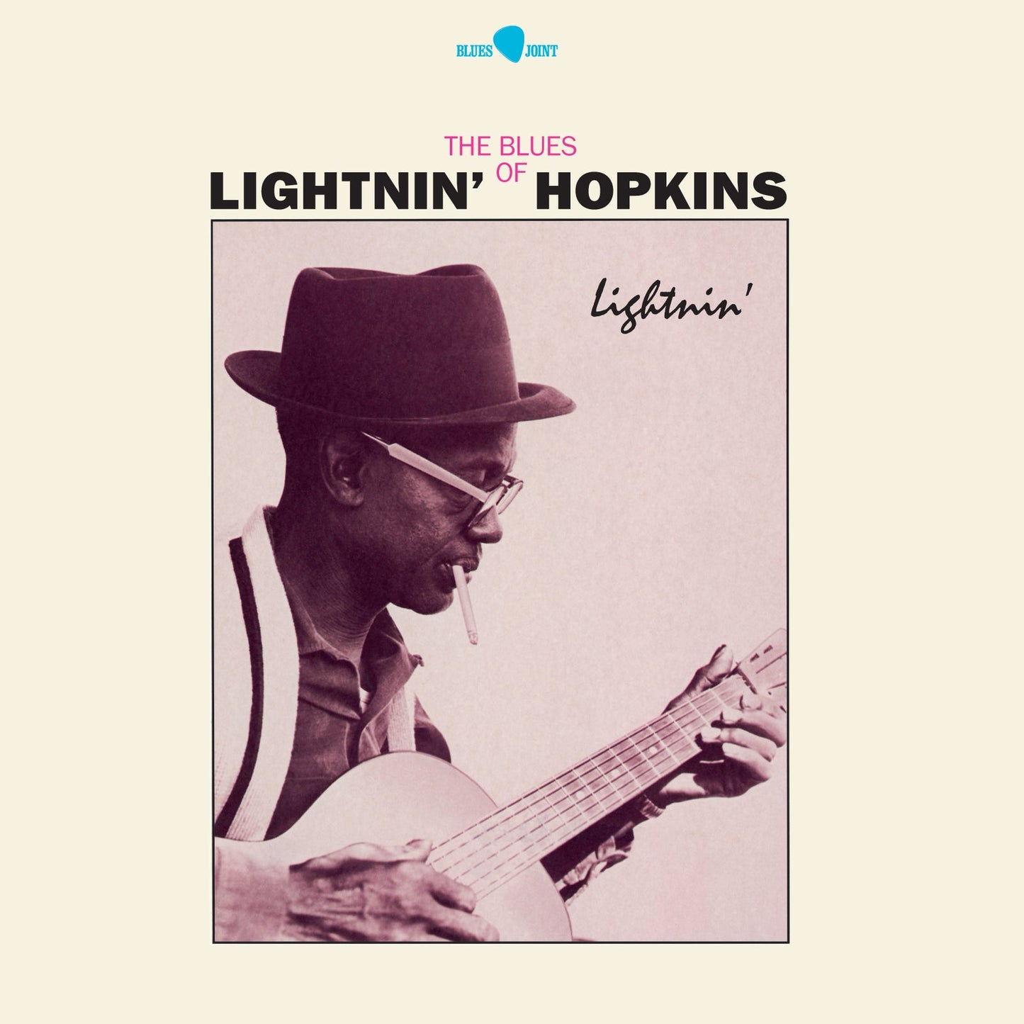 Lightnin’ Hopkins album cover featuring a portrait of the blues musician with guitar.