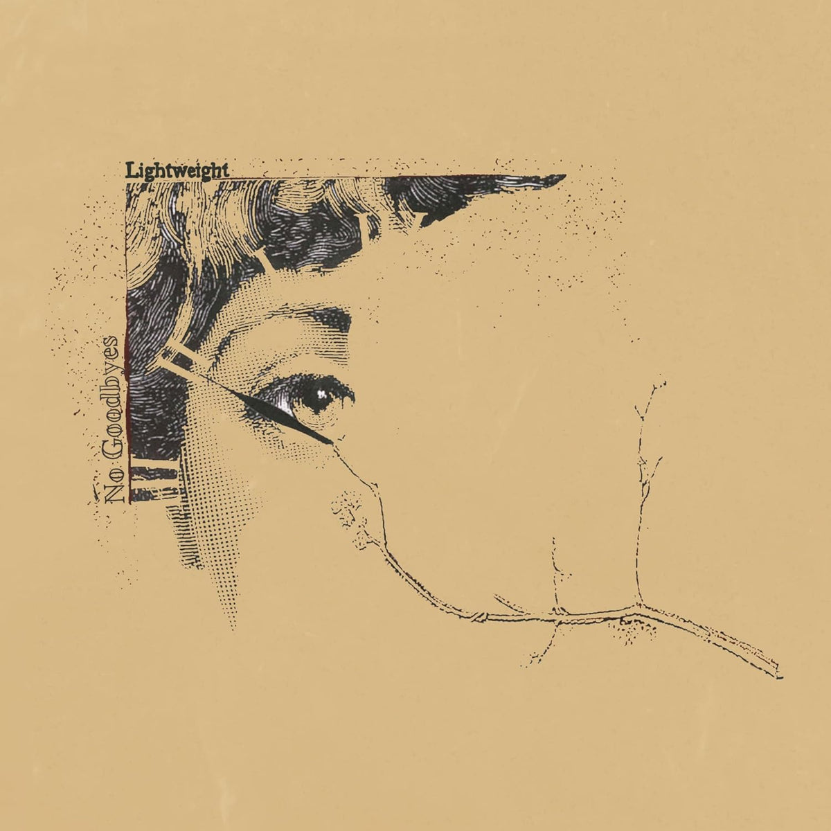 Black vinyl record of Lightweight’s “No Goodbyes” album in a cardboard sleeve.