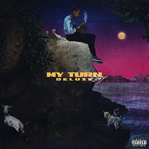 Lil Baby album cover: man on rock with goats, night scene.